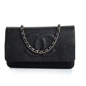 Pre-owned Authentic Chanel Leather Chain Link Crossbody Shoulder Handbag